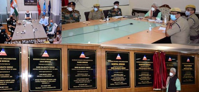 Lt Governor, Manoj Sinha thanks PM, Defence Minister and BRO for 10 new BRO Bridges in J&K