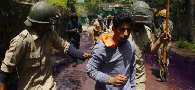Youth Caught during clashes in Srinagar.