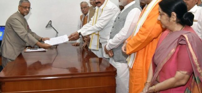 Naidu files nomination for vice president