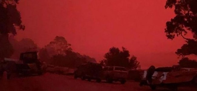 ‘Blood-red sky, choking dust’: Thousands trapped on Australia beaches by wildfires