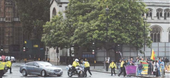 Johnson’s car hit in collision outside parliament