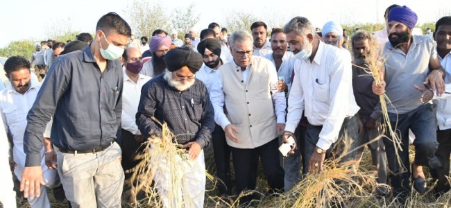 Advisor Farooq conducts day long tour of rain hit areas of Jammu to assess crop damage