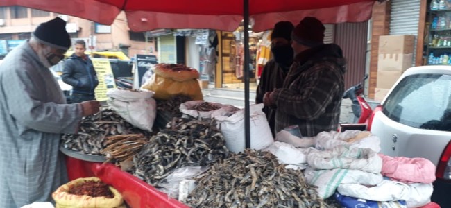 Winter delicacies in downtown being used by people