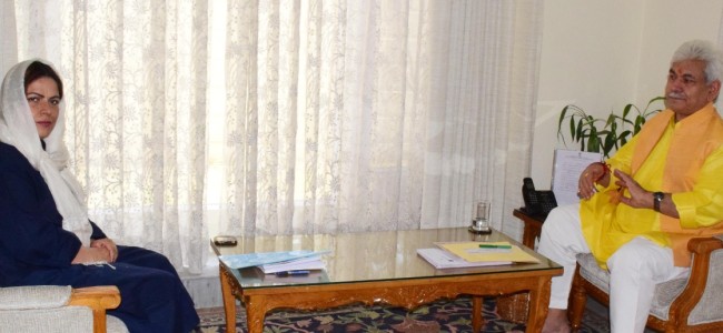 DDC Chairperson Safina Baig; Devender Rana call on Lt Governor